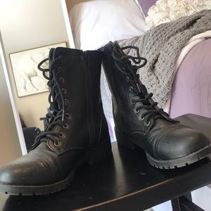 Black combat boots